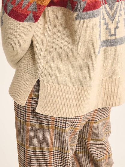 Oversized Graphic Cardigan - Tan