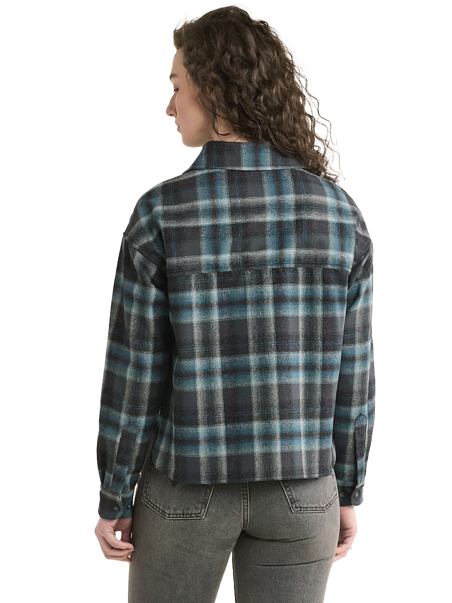 Plaid Cropped Shirt - Grey & Aqua