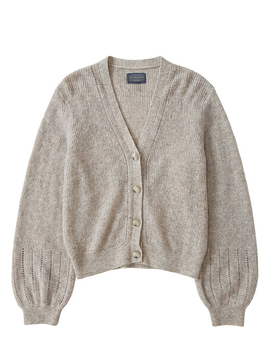 Alpaca Pointelle Cardigan - Ecru
