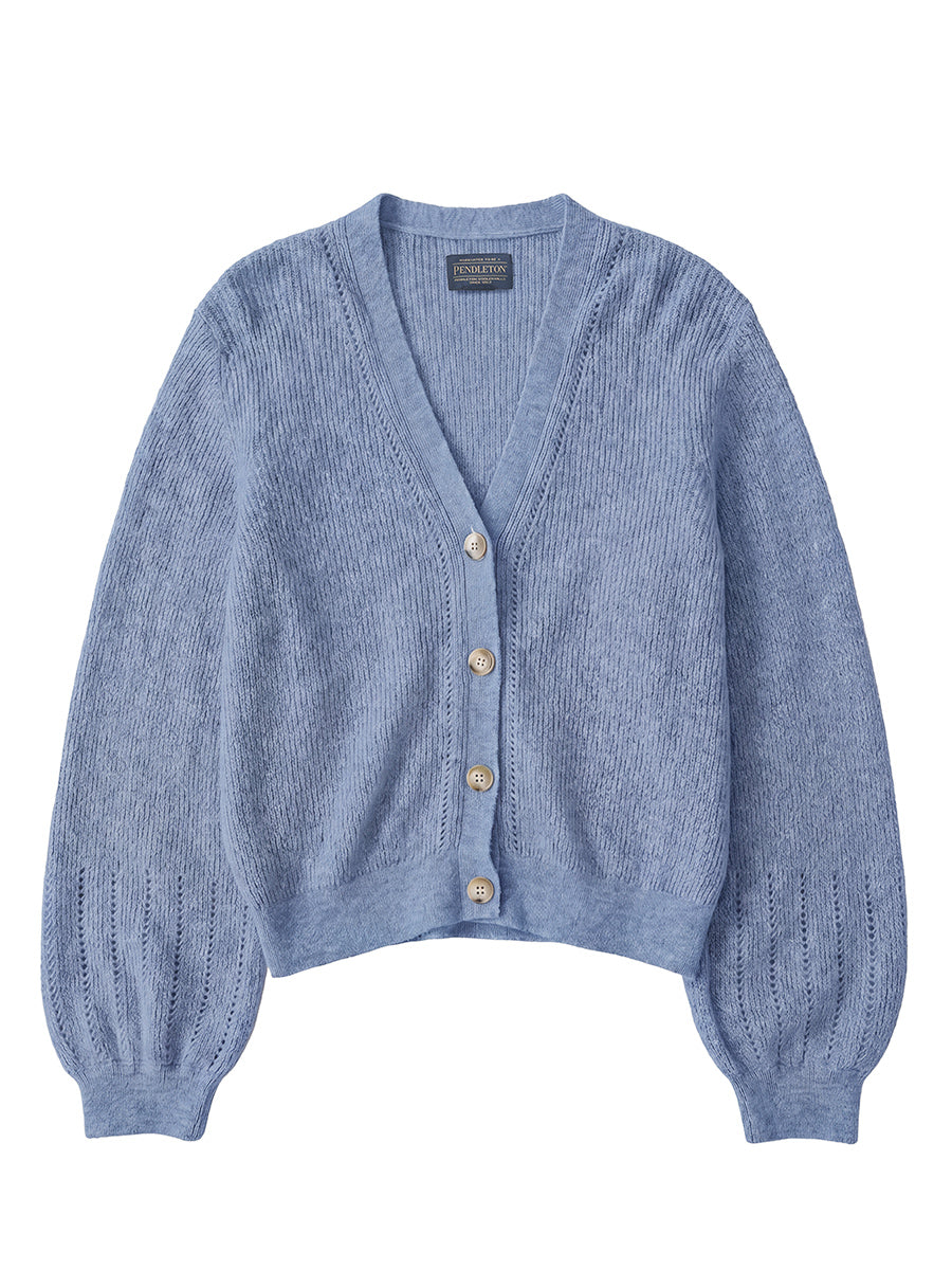 Alpaca Pointelle Cardigan - Light Blue
