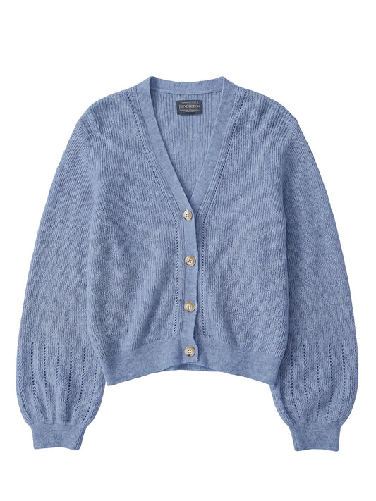 Alpaca Pointelle Cardigan - Light Blue