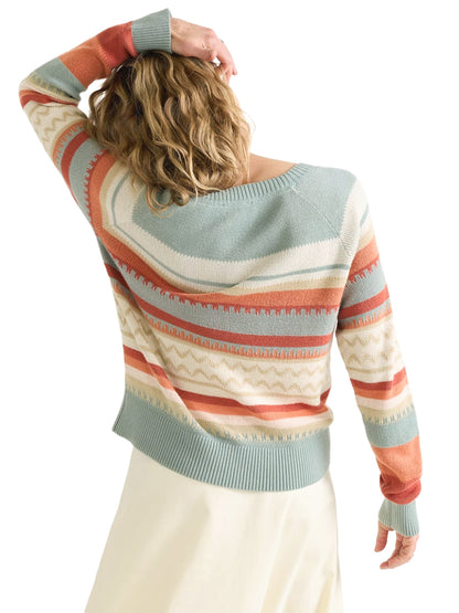 Raglan Cotton Sweater - Rust & Blue Multi