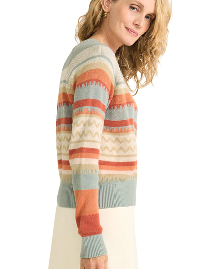 Raglan Cotton Sweater - Rust & Blue Multi