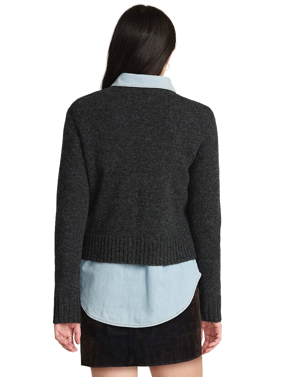 Relaxed Shetland Crew Sweater - Black Heather