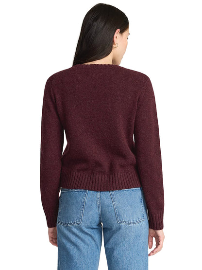 Relaxed Shetland Crew Sweater - Burgundy Heather