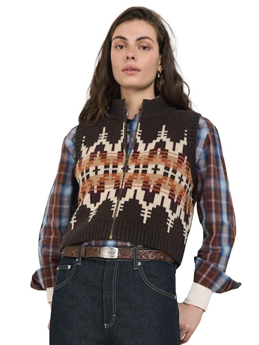 Shetland Graphic Sweater Vest - Chocolate Multi