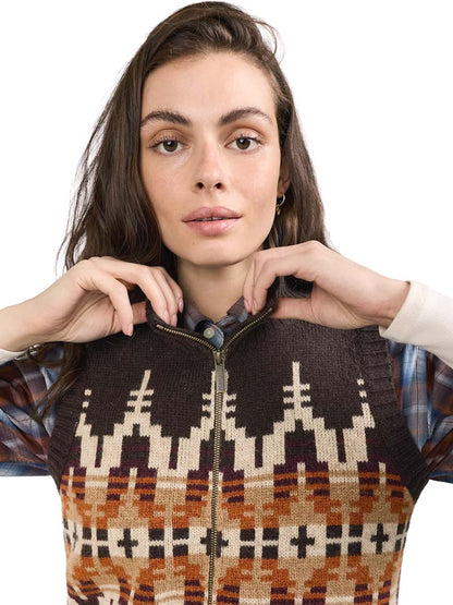 Shetland Graphic Sweater Vest - Chocolate Multi