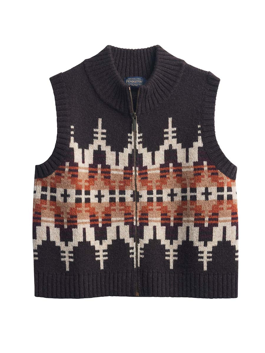 Shetland Graphic Sweater Vest - Chocolate Multi