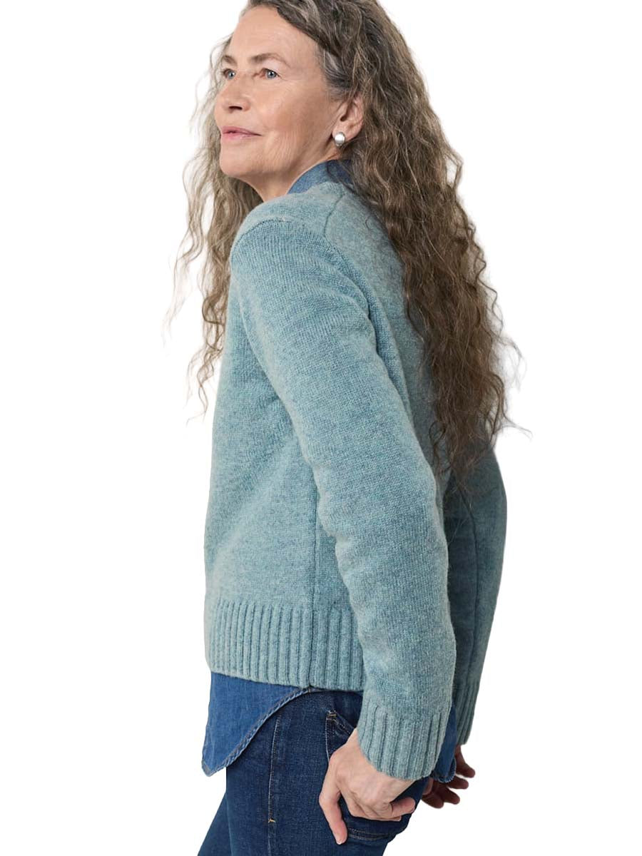 Relaxed Shetland Crew Sweater - Sea Glass Blue Heather