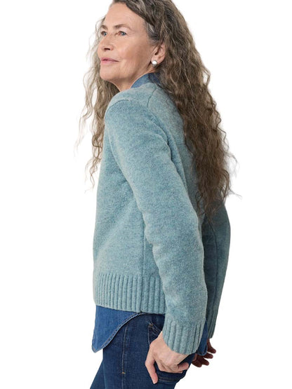 Relaxed Shetland Crew Sweater - Sea Glass Blue Heather