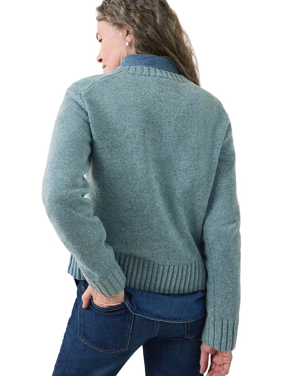 Relaxed Shetland Crew Sweater - Sea Glass Blue Heather