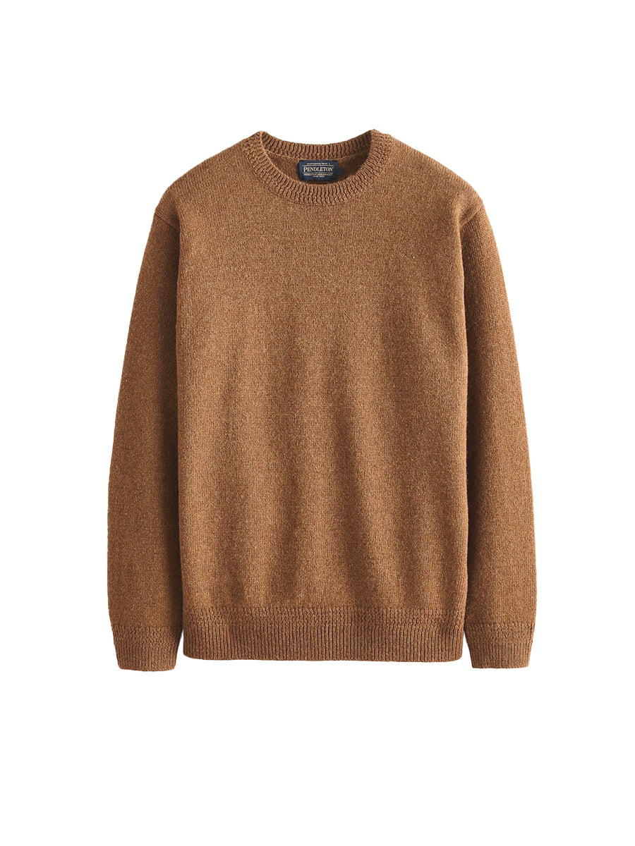 Shetland Crew Sweater - Carmel Heather