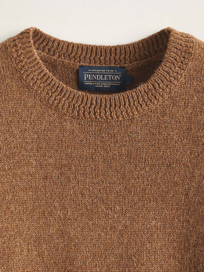 Shetland Crew Sweater - Carmel Heather