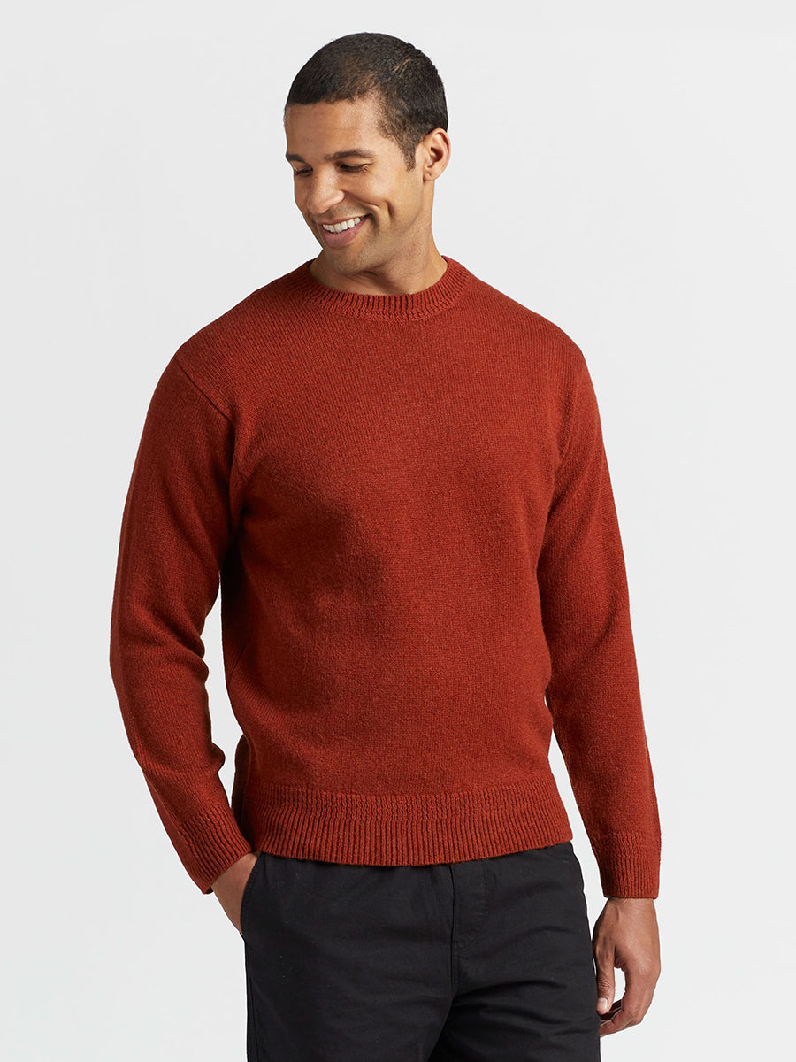 Shetland Crew Sweater - Carmel Heather