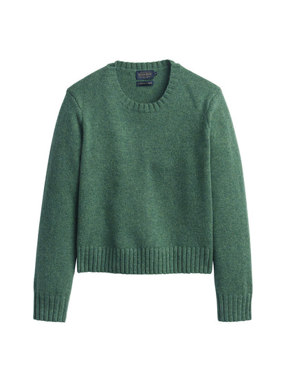 Relaxed Shetland Crew Sweater - Green Heather