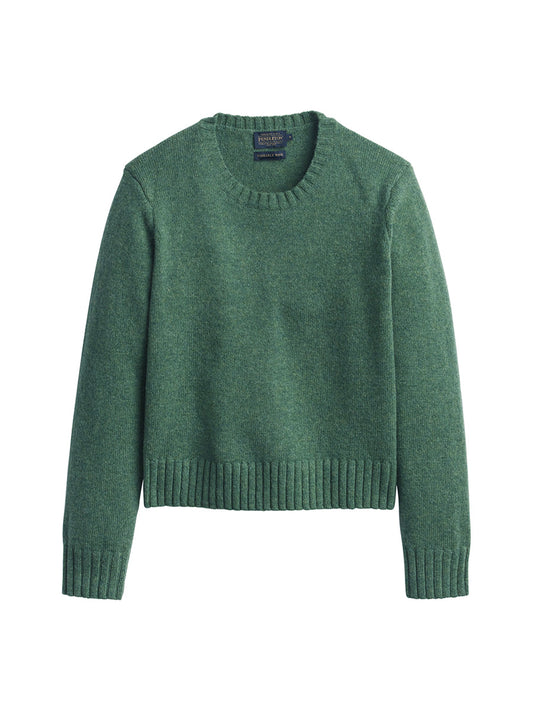 Relaxed Shetland Crew Sweater - Green Heather