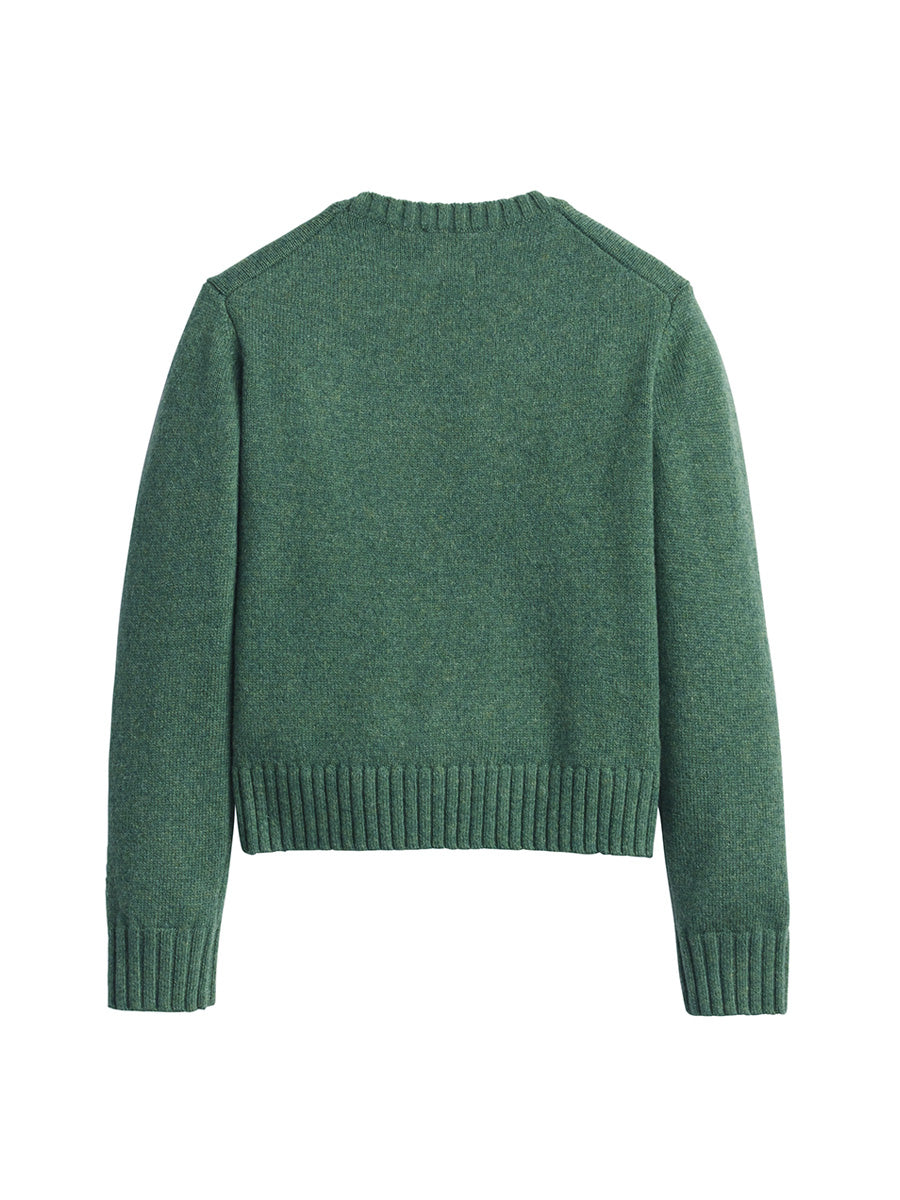 Relaxed Shetland Crew Sweater - Green Heather