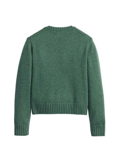 Relaxed Shetland Crew Sweater - Green Heather