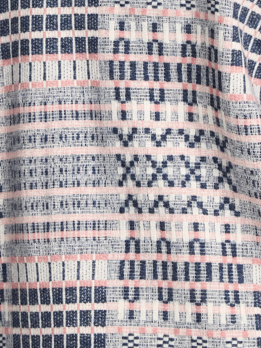 Textured Wool Shacket - Navy & Pink