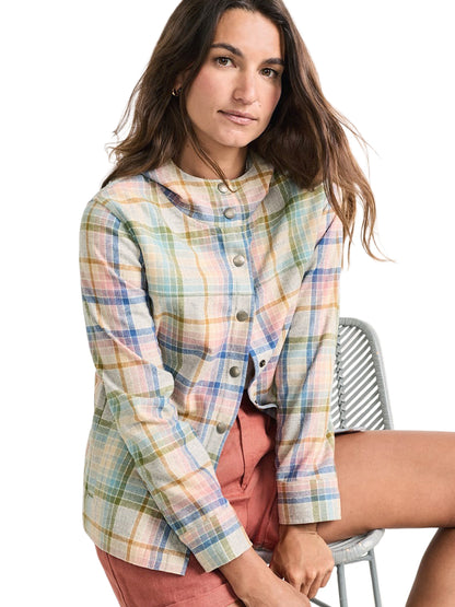 Trailside Wool Hoodie - Pink & Blue Plaid
