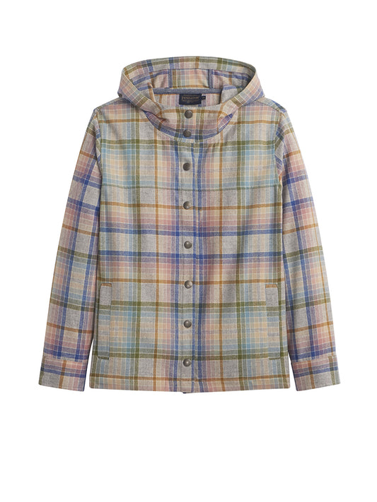 Trailside Wool Hoodie - Pink & Blue Plaid