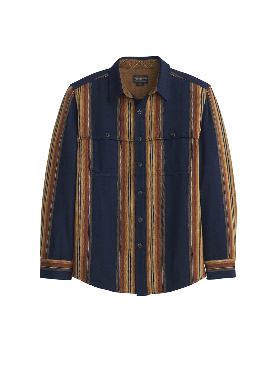 Weston Flannel Shirt - Navy Multi Stripe