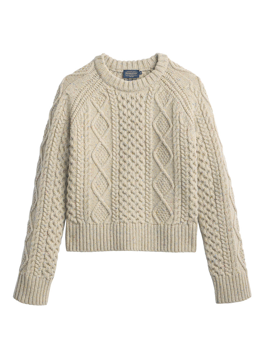 Women's Fisherman Sweater - Tan Donegal