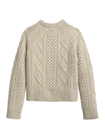Women's Fisherman Sweater - Tan Donegal