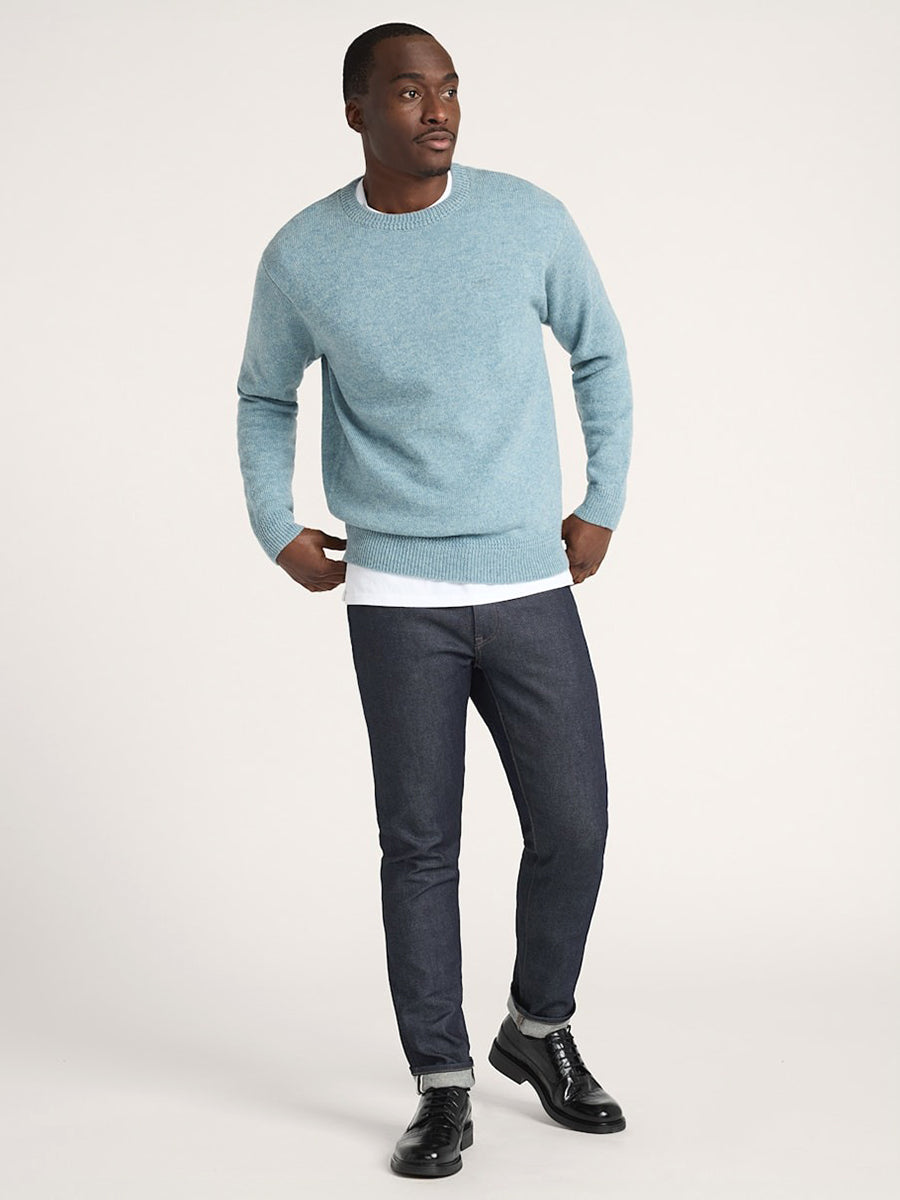 Wool Crew Sweater - Light Blue Mix