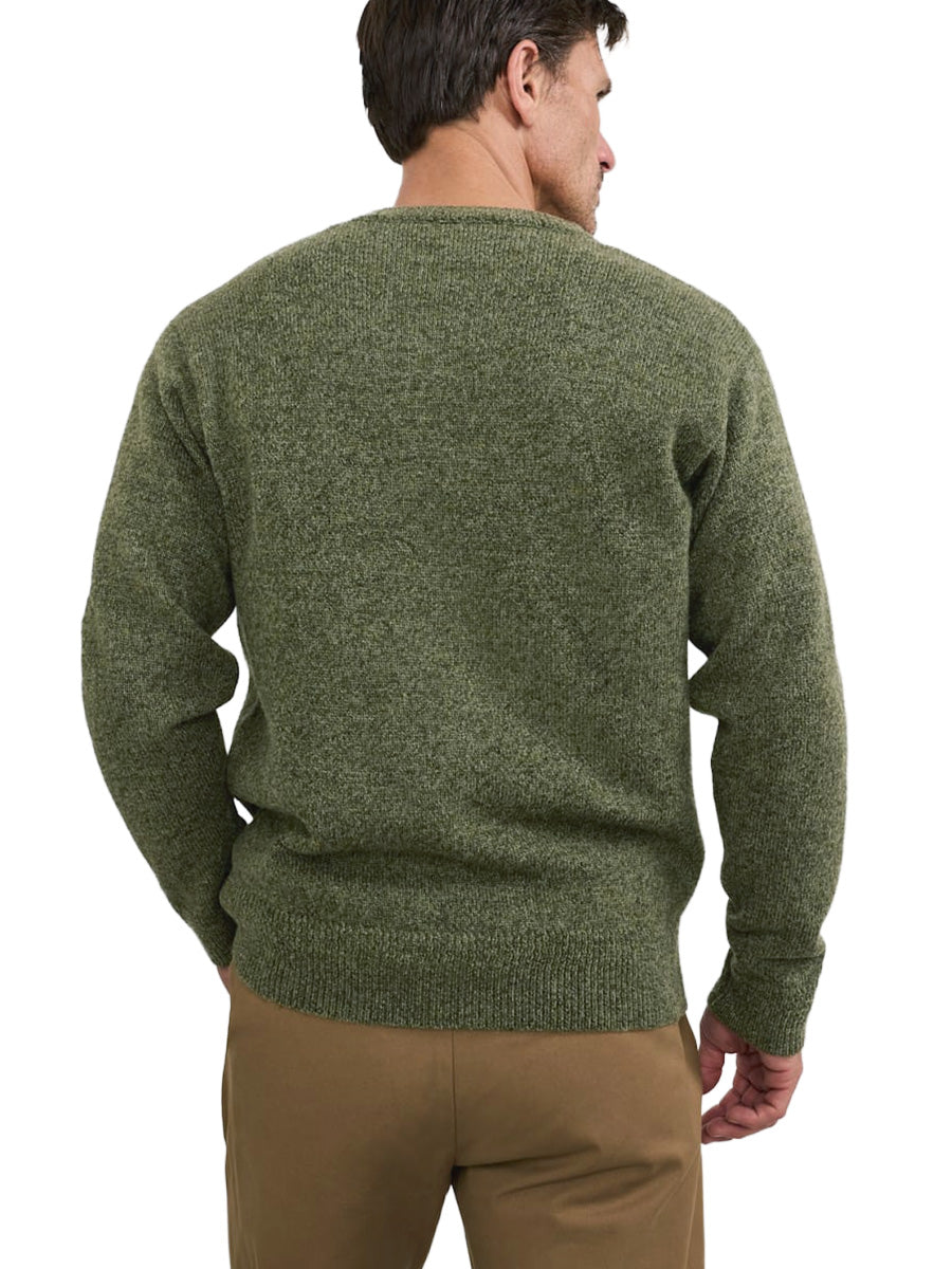 Wool Crew Sweater - Olive Heather