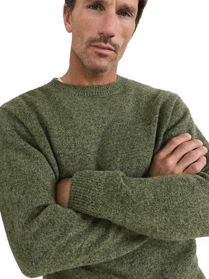Wool Crew Sweater - Olive Heather