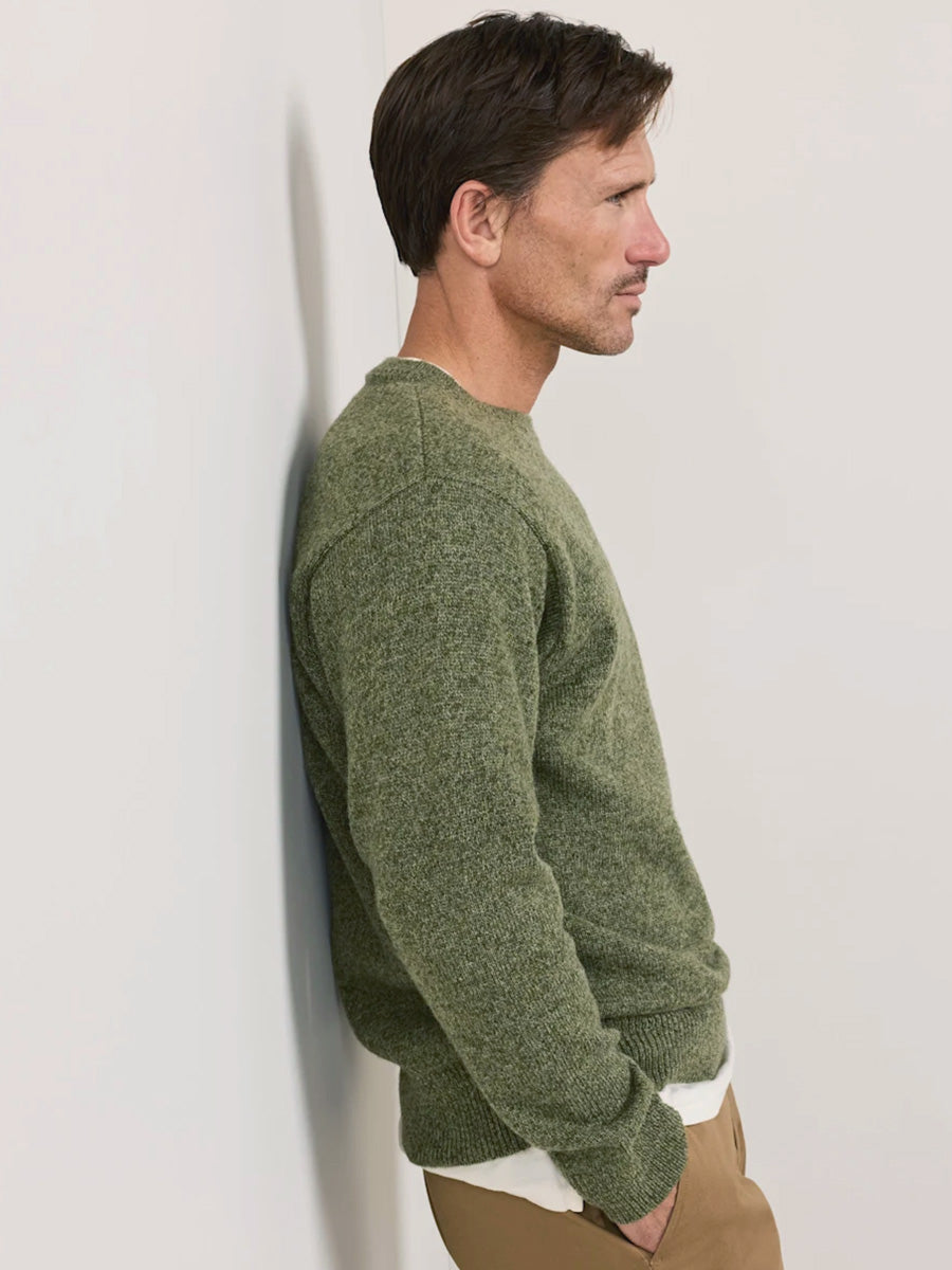 Wool Crew Sweater - Olive Heather