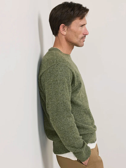 Wool Crew Sweater - Olive Heather