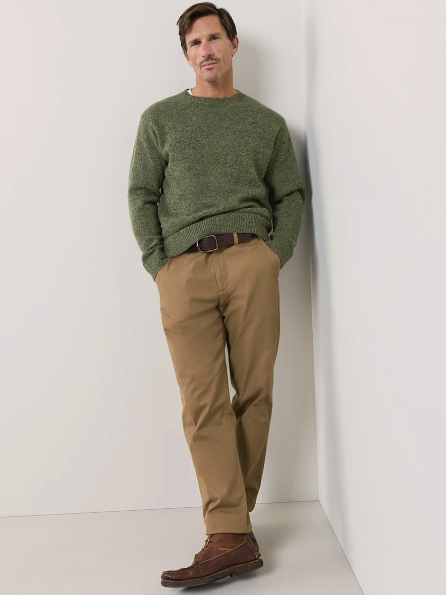 Wool Crew Sweater - Olive Heather