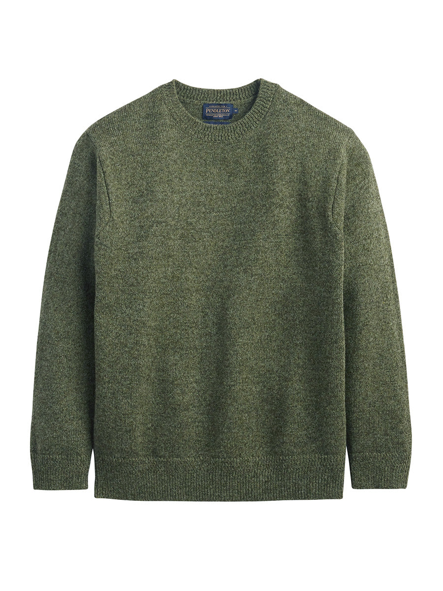 Wool Crew Sweater - Olive Heather