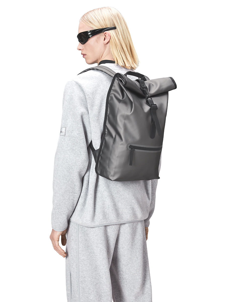 Roll Top Rucksack - Metallic Grey