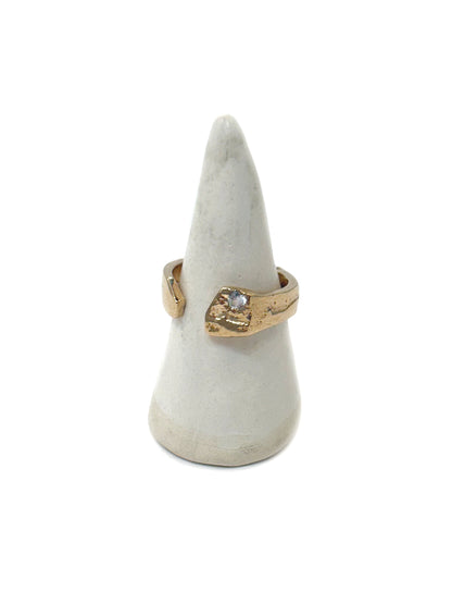 Open End Bronze Ring with White Sapphire - Bronze