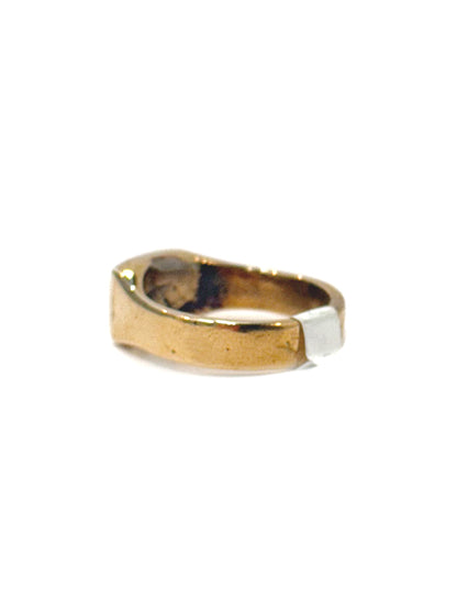 Bronze Sand-Cast Signet Ring with Sterling Silver Face