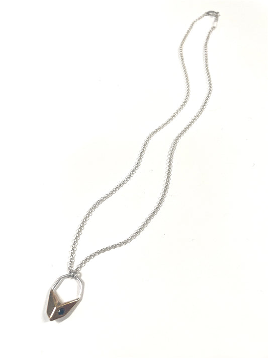 Small Bronze Point Necklace with Black Spinel - Sculpture Series