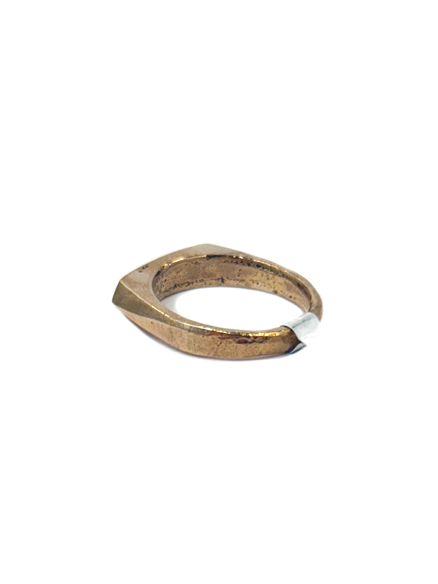 Double-Point Elongated Signet Ring - Bronze