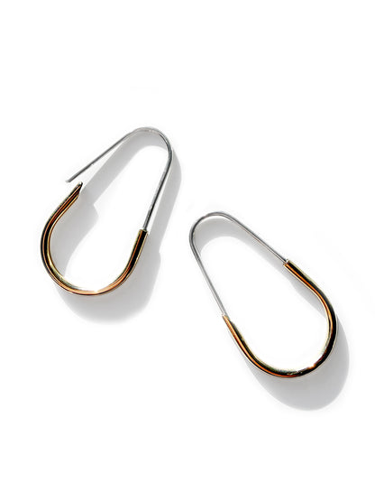 Sterling Silver & Gold Fill Teardrop Earrings - Large