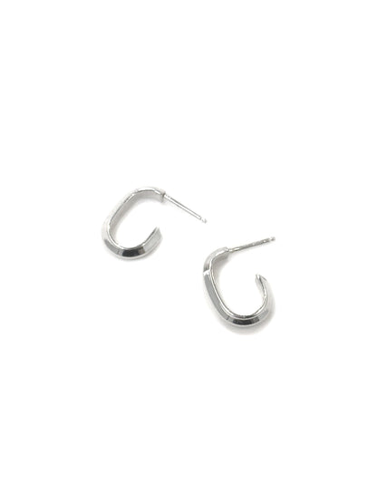 Knife-Edge Sterling Silver Oval Hoop Earrings