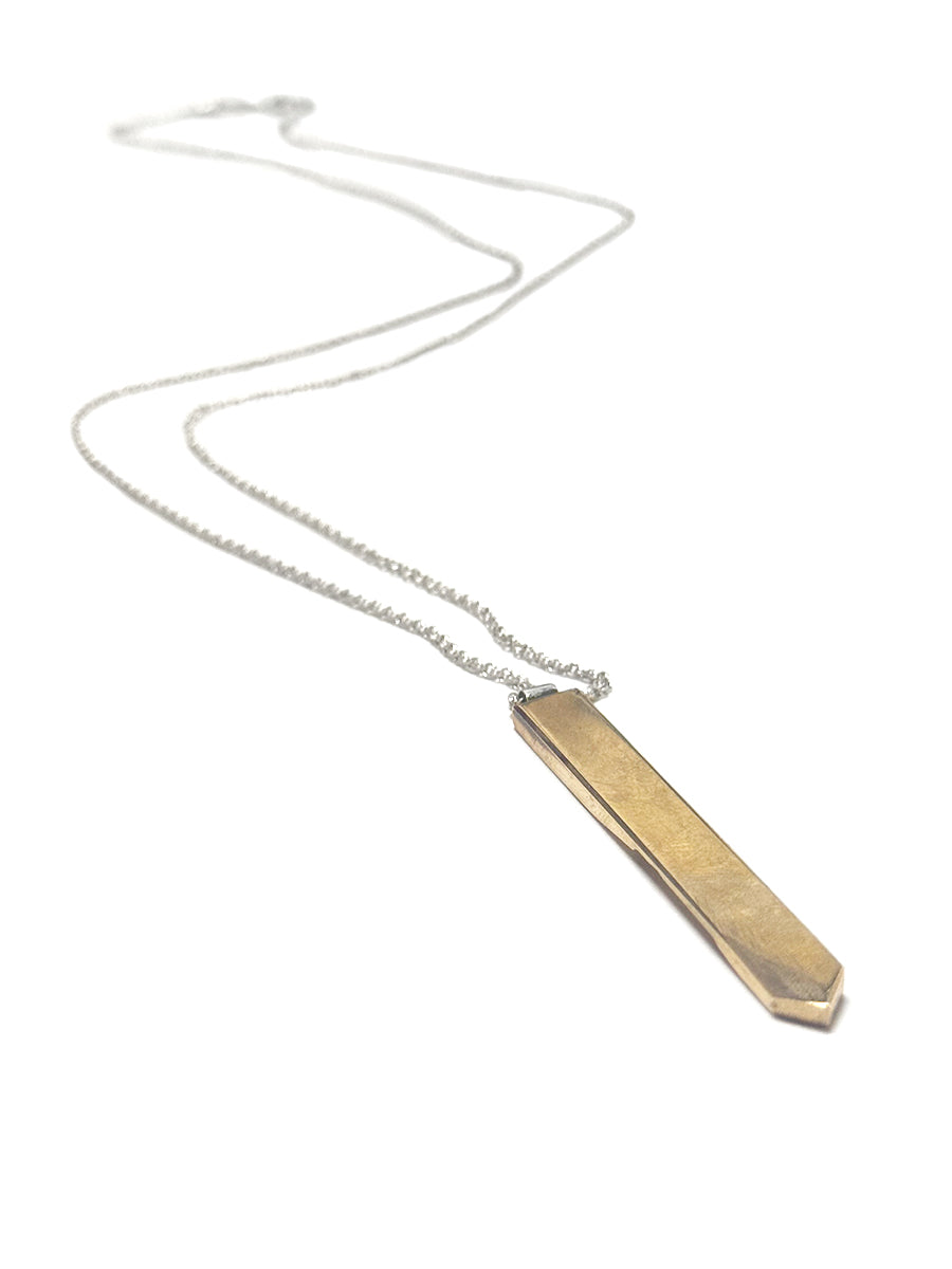 Sculpture Series Bronze Pointed Oblong Pendant Necklace