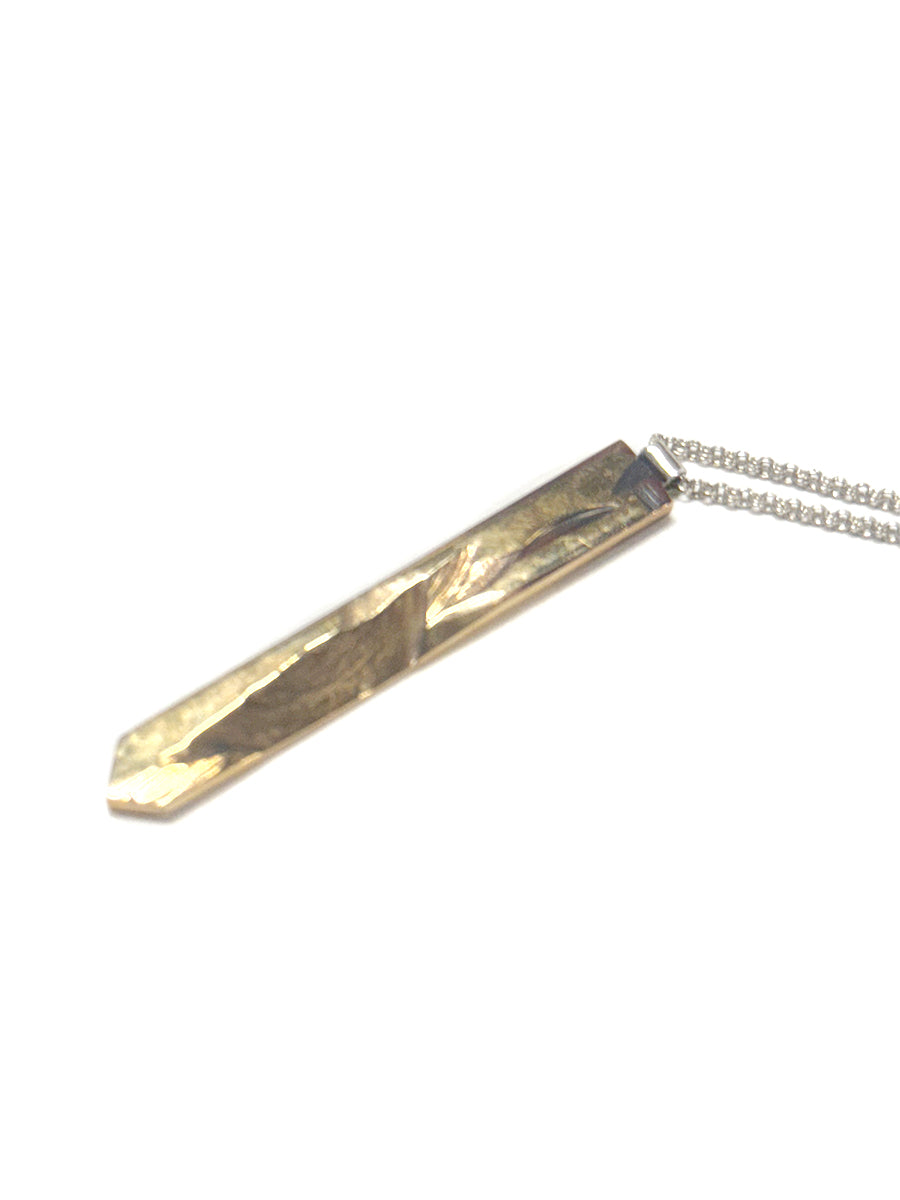 Sculpture Series Bronze Pointed Oblong Pendant Necklace