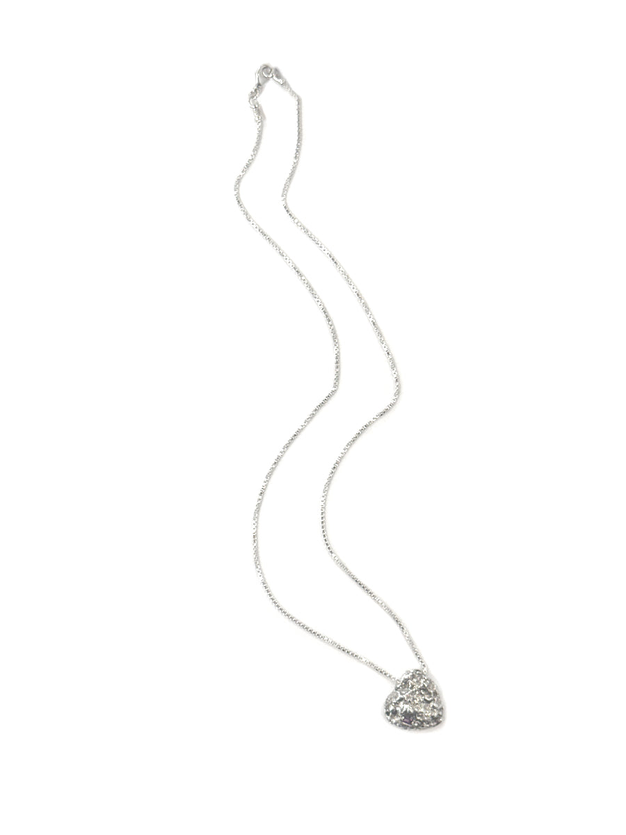 Sterling Silver Molten Heart Pendant Necklace with Pink Sapphire