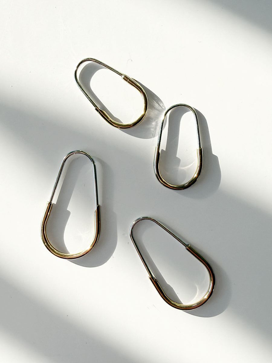 Sterling Silver & Gold Fill Teardrop Earrings - Large