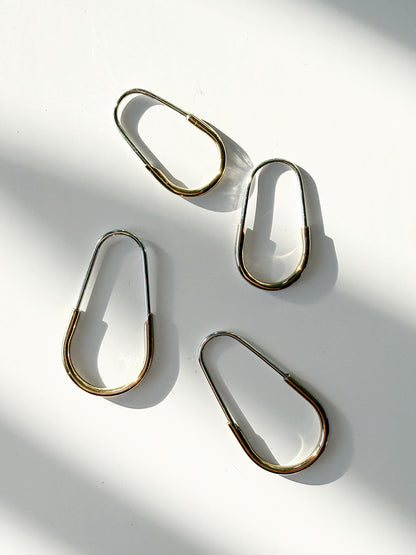 Sterling Silver & Gold Fill Teardrop Earrings - Large