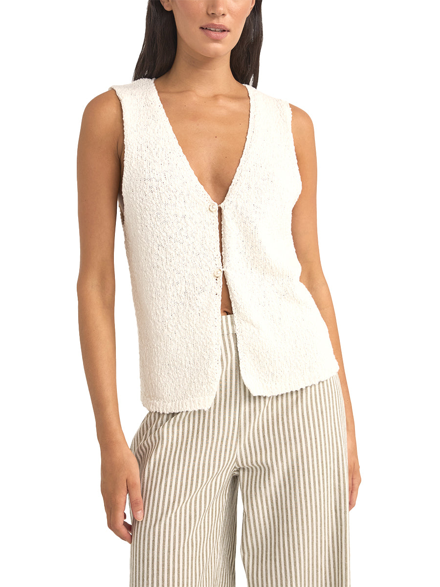 Adele Longline Knit Vest - White