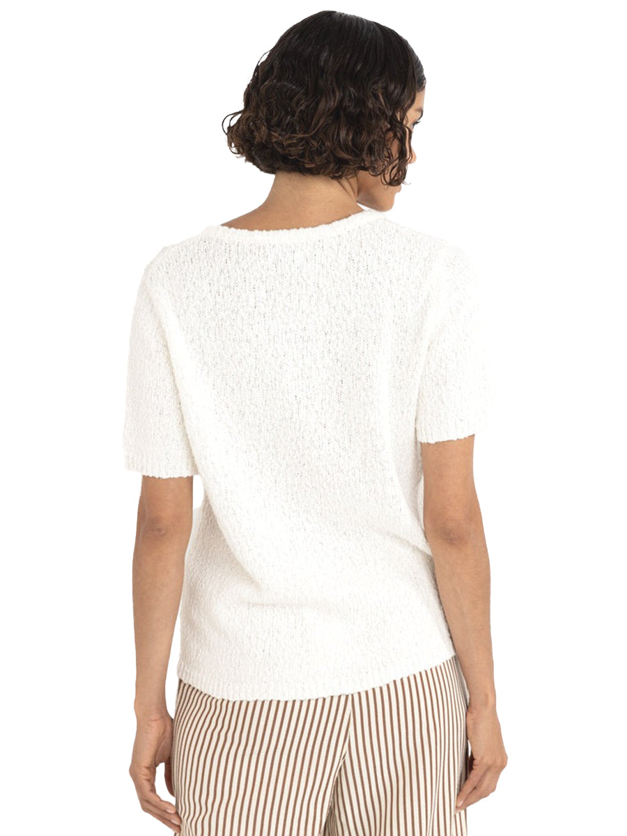 Adele Short Sleeve Knit Cardigan - White