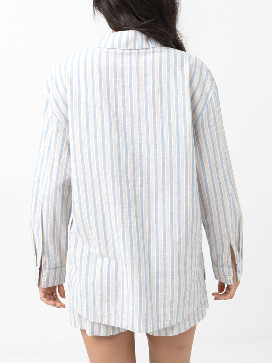 Amore Stripe Oversized Shirt - Blue